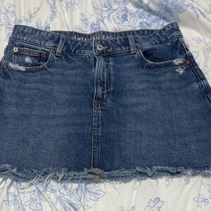 American Eagle Outfitters Distressed Blue Mini Skirt